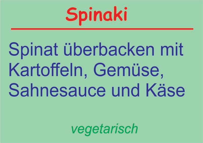 Spinaki  vegetarisch