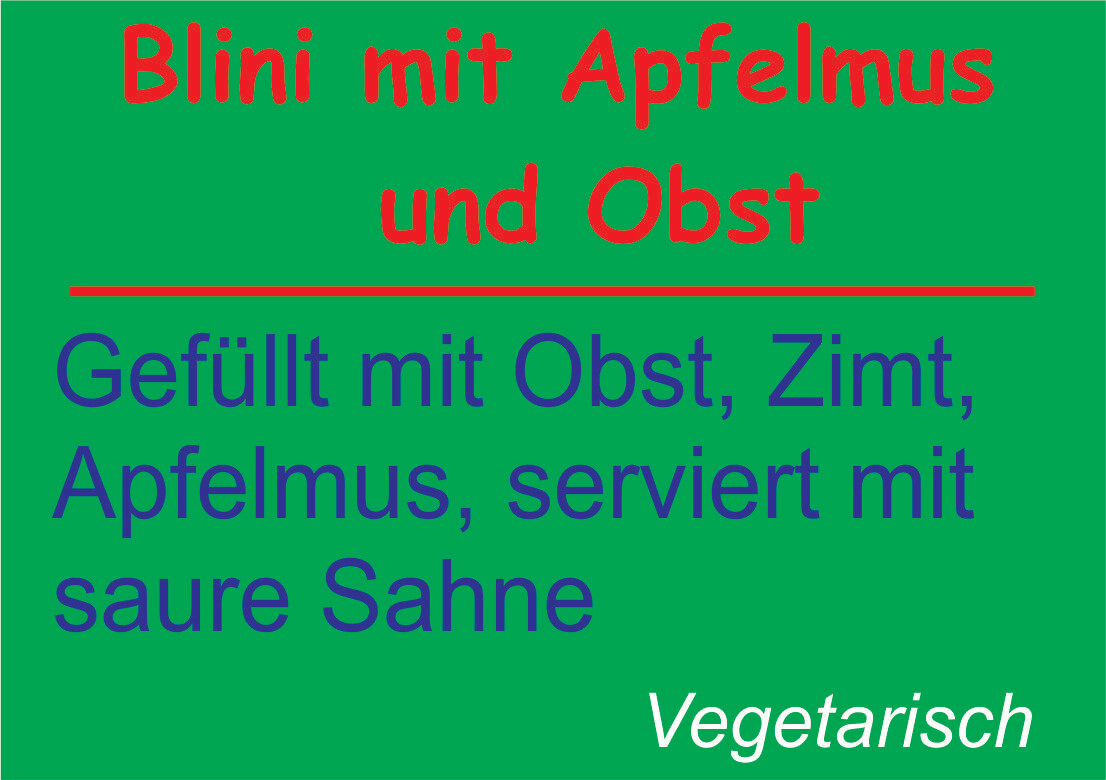 Blini mit Apfelmus und Obst
