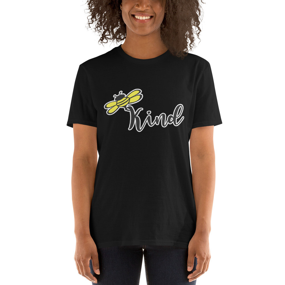 The Bee Series: "Bee Kind" Short-Sleeve Unisex Black T-Shirt, Size: S