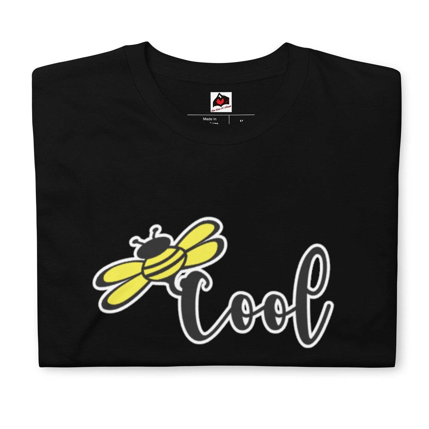 The Bee Series: "Bee Cool" Short-Sleeve Unisex Black T-Shirt, Size: S