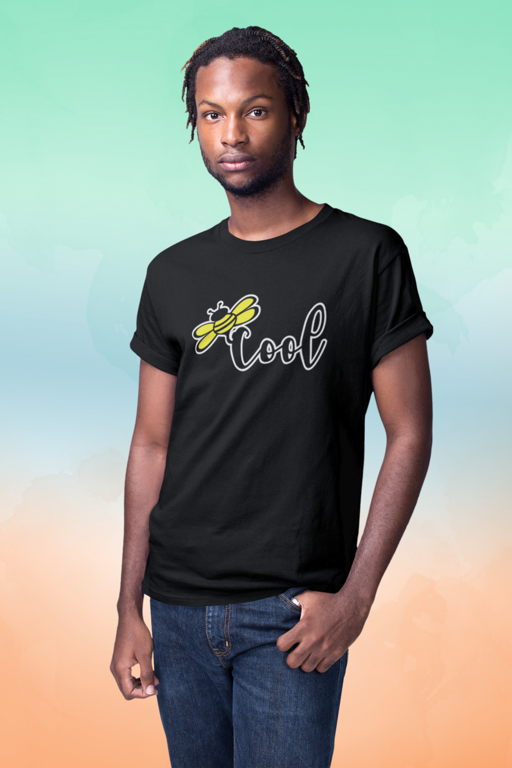 The Bee Series: "Bee Cool" Short-Sleeve Unisex Black T-Shirt