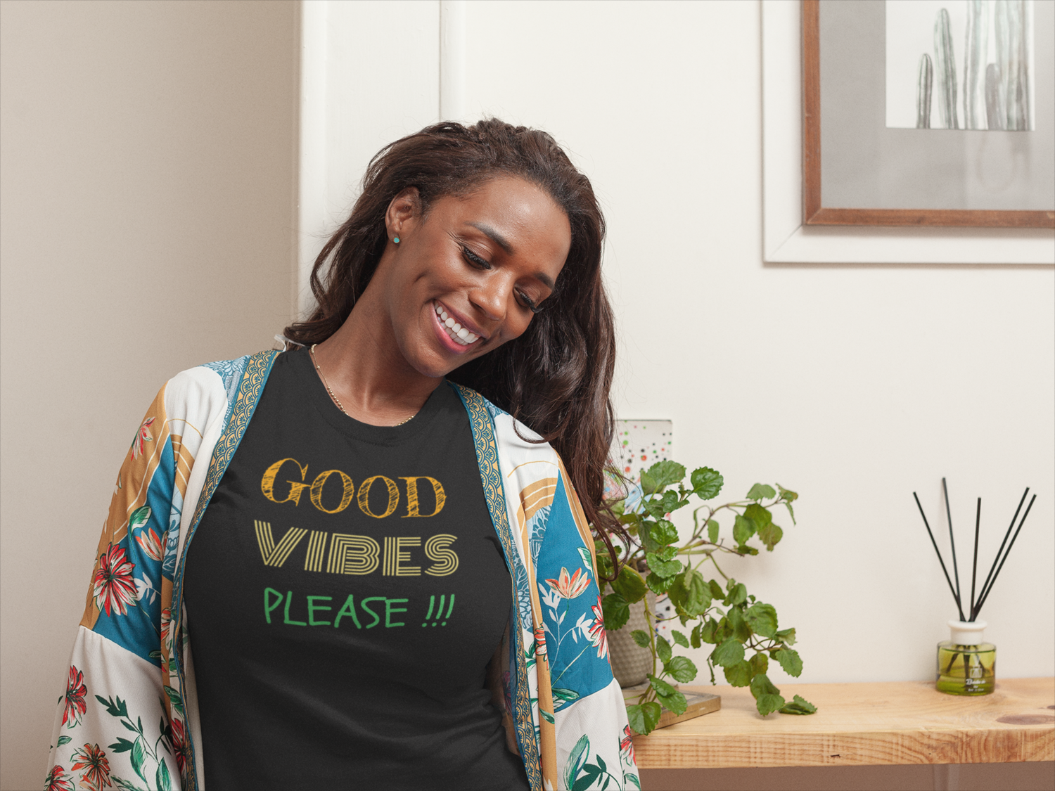 "Good Vibes Please" Short-Sleeve Unisex Black T-Shirt
