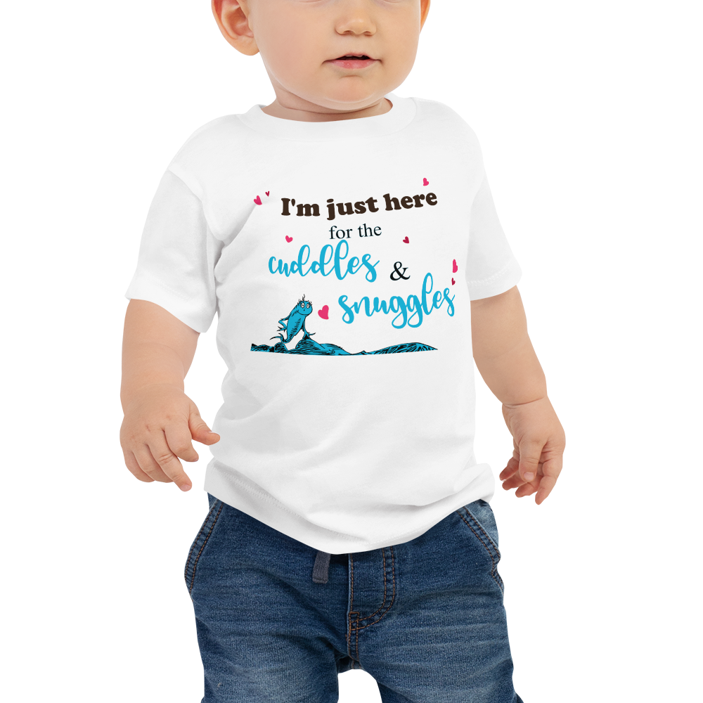 "I'm Just Here for the Cuddles & Snuggles" Baby Jersey Short Sleeve Tee, Size: 6-12m