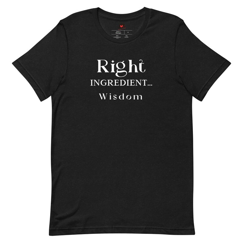 "Right Ingredient... Wisdom" Unisex Short-Sleeved t-shirt, Size: XS