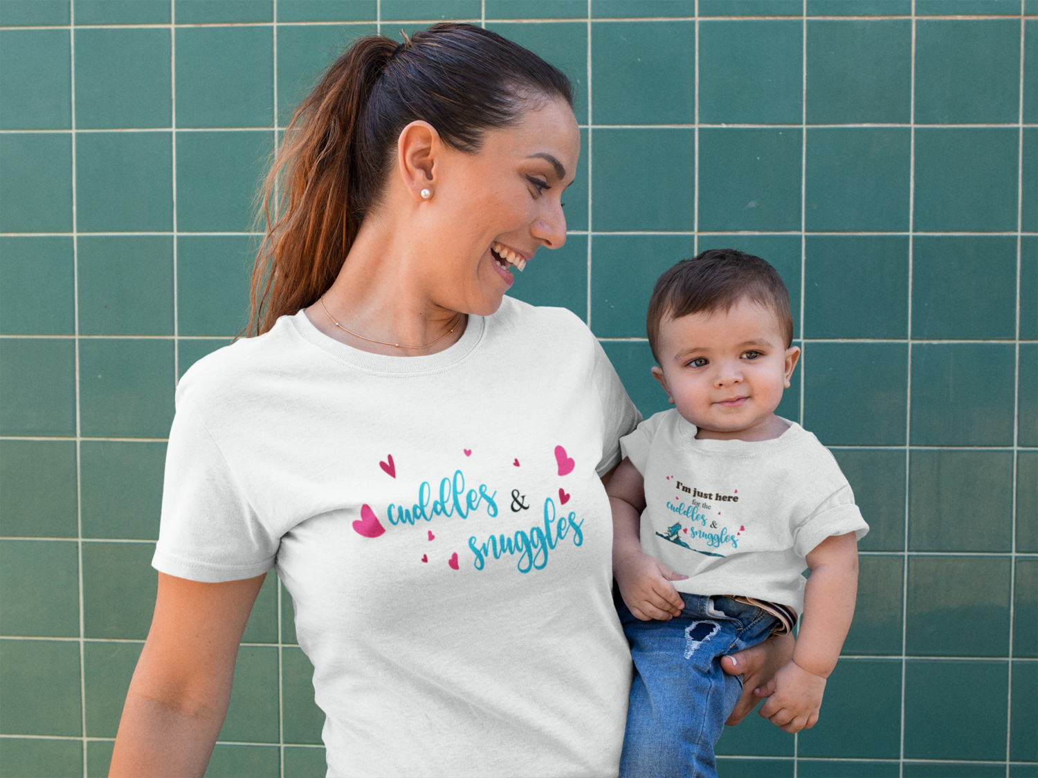 "I'm Just Here for the Cuddles & Snuggles" Baby Jersey Short Sleeve Tee