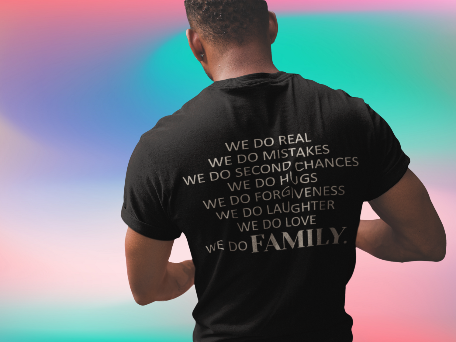 "We do FAMILY." Unisex Short-sleeved t-shirt