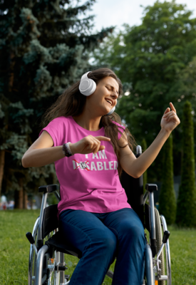 “I AM ENABLED.” NOT Disabled... Enabled. Unisex Short-sleeved t-shirt