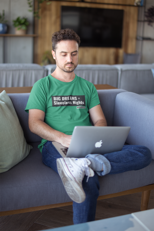 "BIG DREAMS = Sleepless Nights #HUSTLE" Unisex Short-sleeved t-shirt