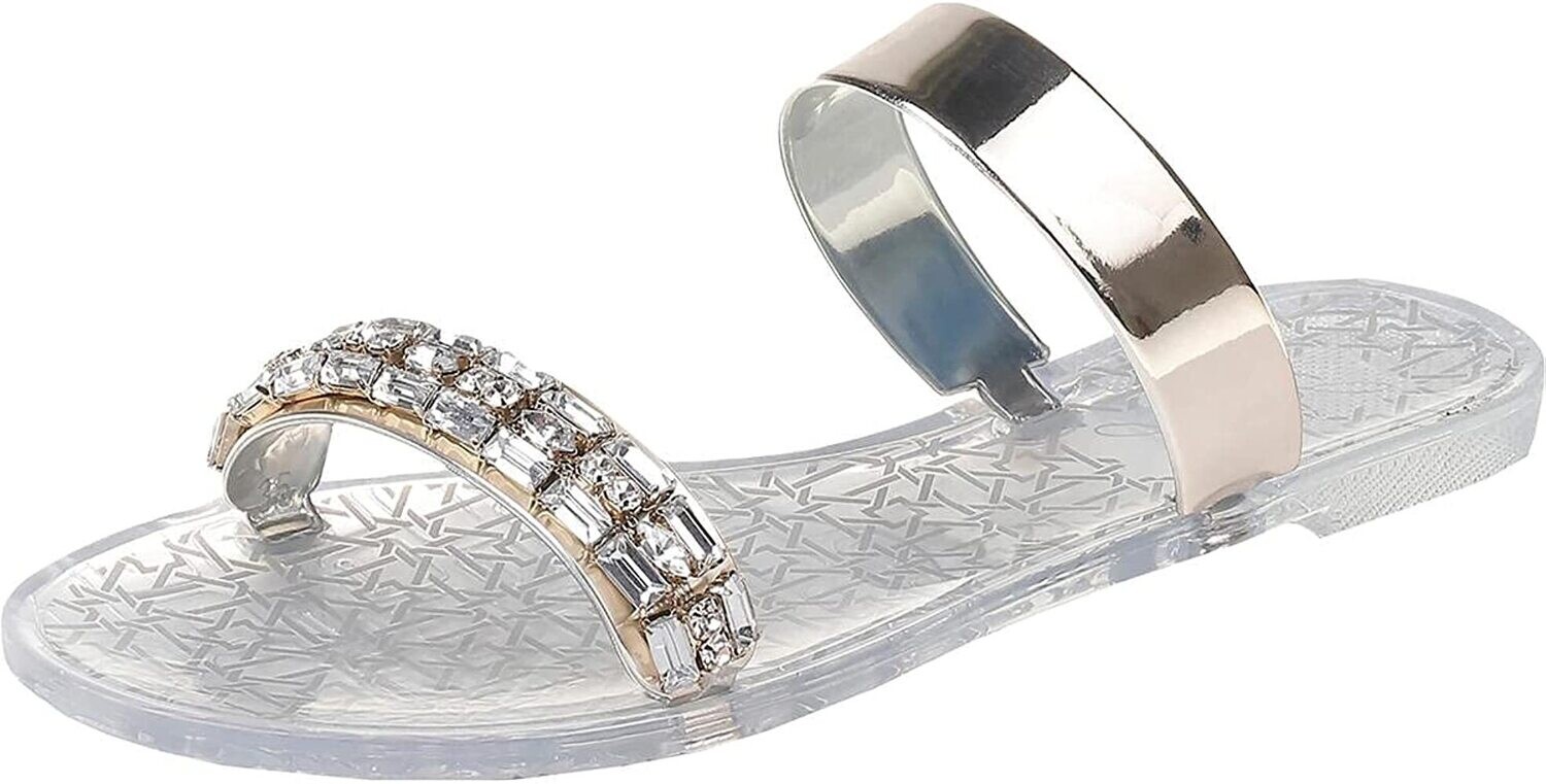 BADGLEY MISCHKA KYNDALL JEWEL BEACH SLIDE WOMEN'S SIZE 7 / EU 38 BADGLEY MISCHKA KYNDALL JEWEL BEACH SLIDE WOMEN'S SIZE 7 / EU 38