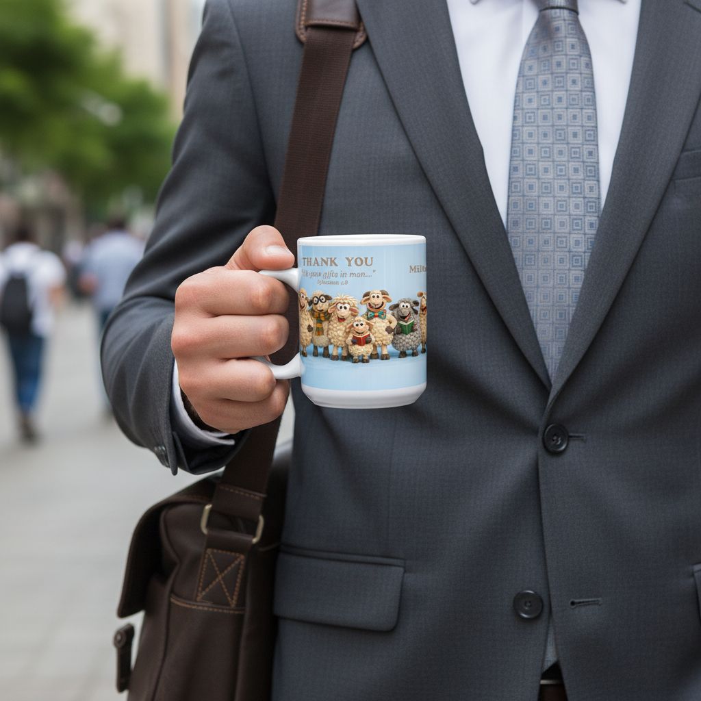 A Gift of Appreciation for "Gifts in Men" Personalized 11oz Ceramic Grateful Sheep Mug (Christian Congregation Elders Ministerial Servants JW Shepherds Sheep)