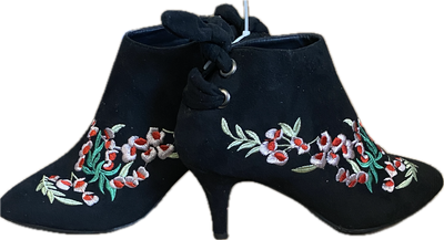 ASHRO ASHRO "FLORAL ENCHANTMENT" VELVET BOOTIES" WOMEN'S SIZE 10 M - #UNPAIR (LEFT AND RIGHT SHOE AVALABLE)