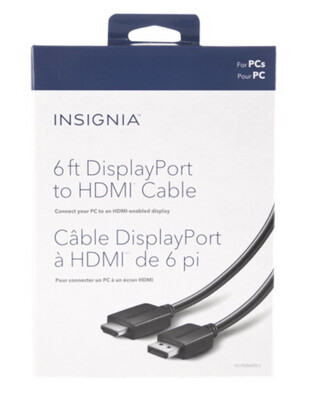 Insignia 1.8 m (6 ft.) DisplayPort to 4K HDMI Cable