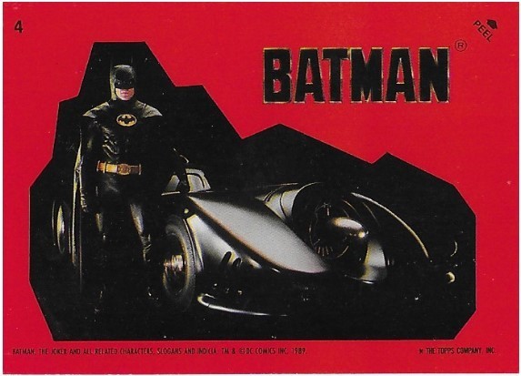Batman / The Batmobile | Topps #4 | Movie Trading Card | Sticker | 1989 | Michael Keaton