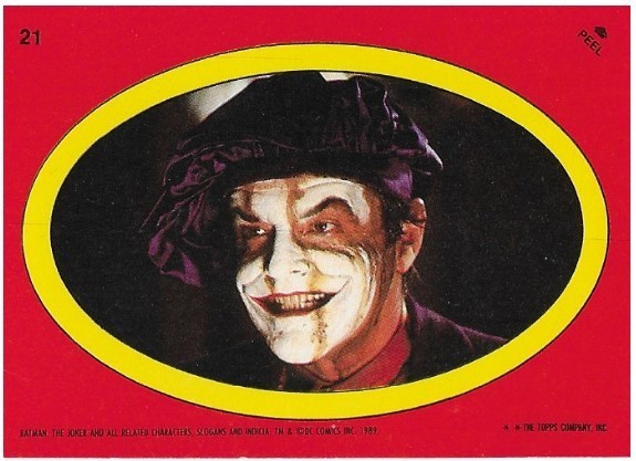 Batman / The Joker - Oval | Topps #21 | Movie Trading Card | Sticker | 1989 | Jack Nicholson