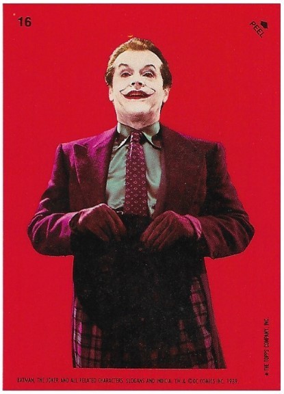 Batman / The Joker - Holding Hat | Topps #16 | Movie Trading Card | Sticker | 1989 | Jack Nicholson