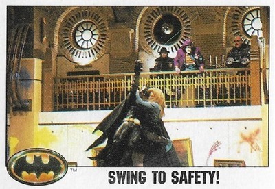 Batman / Swing to Safety! | Topps #75 | Movie Trading Card | 1989 | Michael Keaton + Kim Basinger