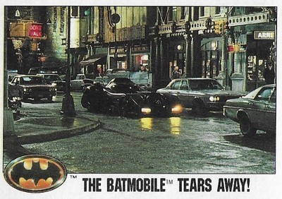 Batman / The Batmobile Tears Away! | Topps #79 | Movie Trading Card | 1989