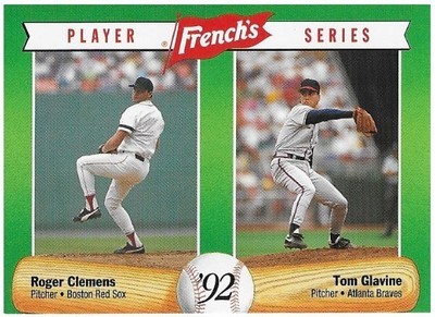 Clemens, Roger (+ Tom Glavine) / Boston Red Sox - Atlanta Braves | French&#39;s #2 | Baseball Trading Card | 1992 | Hall of Famer