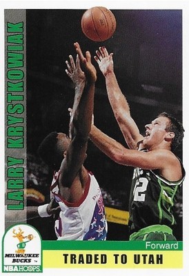 Krystkowiak, Larry / Milwaukee Bucks | NBA Hoops #129 | Basketball Trading Card | 1992-93 | Traded to Utah