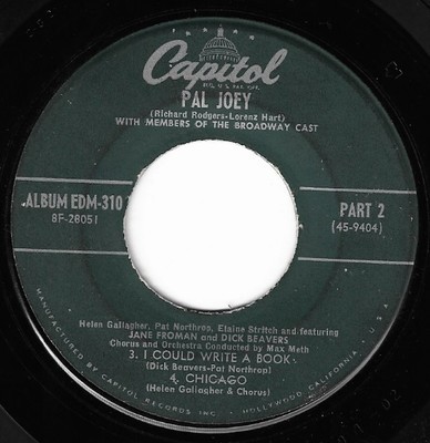 Original Cast / Pal Joey | Capitol EDM-310 | EP, 7&quot; Vinyl