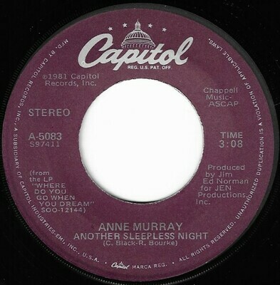 Murray, Anne / Another Sleepless Night | Capitol A-5083 | Single, 7&quot; Vinyl | January 1982