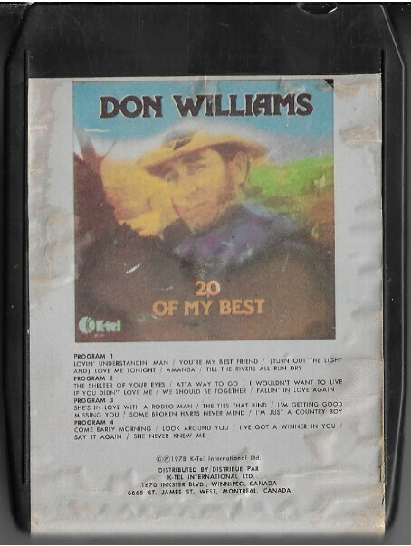 Williams, Don / 20 of My Best | K-Tel W8 339-4 | Black Shell | 8-Track Tape | Double-Length | 1978