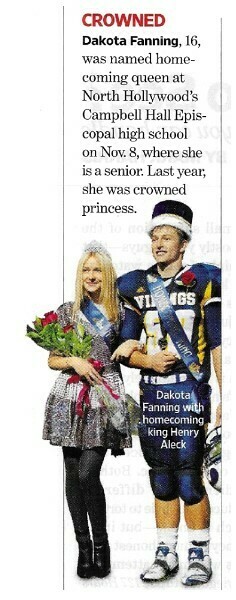 Fanning, Dakota / Crowned Homecoming Queen | Magazine Article | November 2010