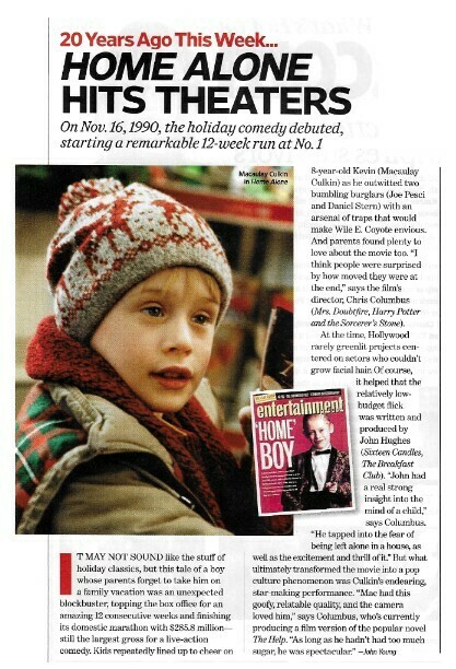 Culkin, Macaulay / Home Alone Hits Theaters | Magazine Article | November 2010