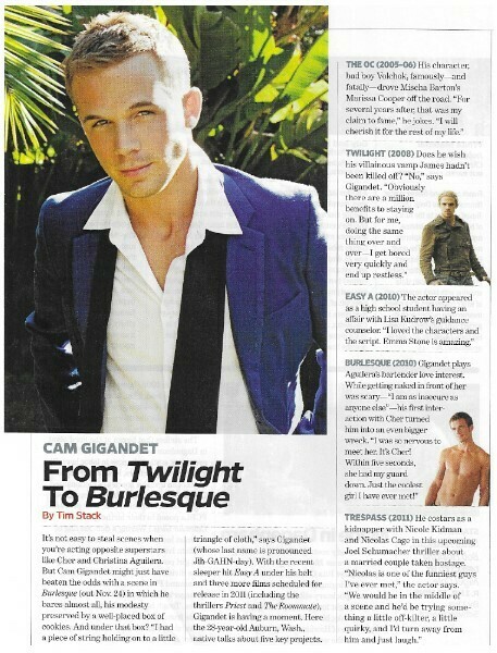 Gigandet, Cam / From Twilight to Burlesque | Magazine Article | November 2010