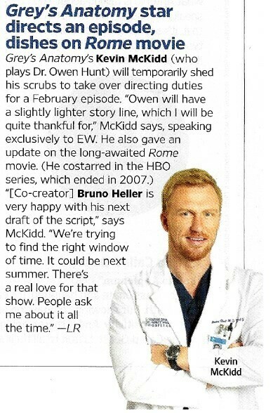 McKidd, Kevin / Grey's Anatomy Star Directs An Episode | Magazine Article | November 2010