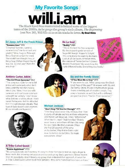 Will.I.Am / My Favorite Songs | Magazine Article | November 2010
