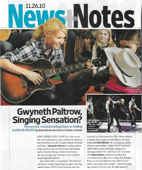 Paltrow, Gwyneth / Gwyneth Paltrow, Singing Sensation? | Magazine Article | November 2010