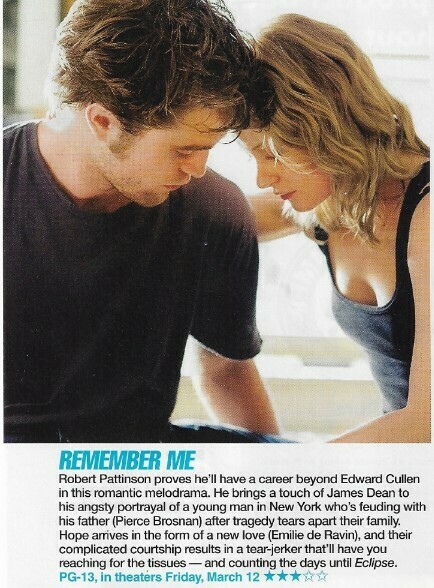 Pattinson, Robert / Remember Me | Magazine Review with Photo | March 2010 | with Emilie de Ravin