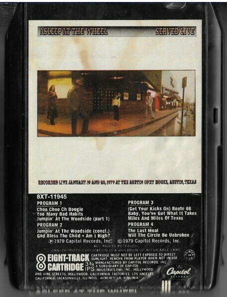Asleep At the Wheel / Served Live | Capitol 8XT-11945 | Black Shell | 8-Track Tape | 1979