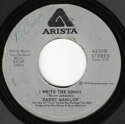 Manilow, Barry / I Write the Songs | Arista AS-0157 | Single, 7&quot; Vinyl | November 1975