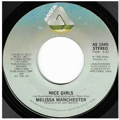 Manchester, Melissa / Nice Girls | Arista AS-1045 | Single, 7&quot; Vinyl | January 1983