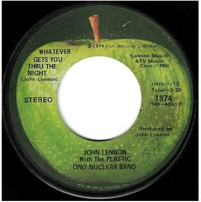 Lennon, John / Whatever Gets You Thru the Night | Apple 1874 | Single, 7&quot; Vinyl | September 1974