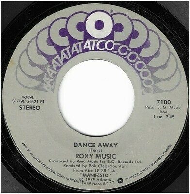 Roxy Music / Dance Away | Atco 7100 | Single, 7&quot; Vinyl | April 1979