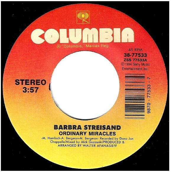 Streisand, Barbra / Ordinary Miracles | Columbia 38-77533 | Single, 7" Vinyl | 1994