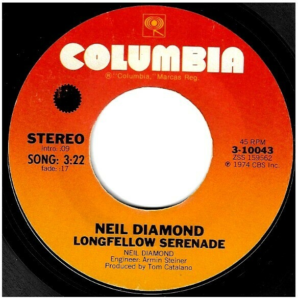 Diamond, Neil / Longfellow Serenade | Columbia 3-10043 | Single, 7" Vinyl | September 1974
