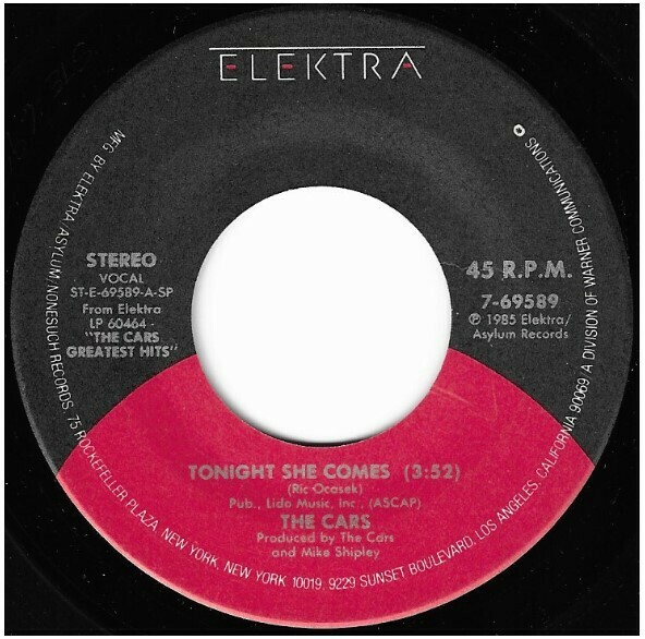 Cars, The / Tonight She Comes | Elektra 7-69589 | Single, 7" Vinyl | October 1985