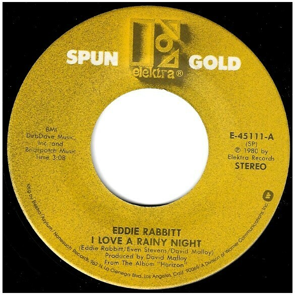 Rabbitt, Eddie / I Love a Rainy Night | Elektra E-45111 | Single, 7&quot; Vinyl | 1981 | Spun Gold
