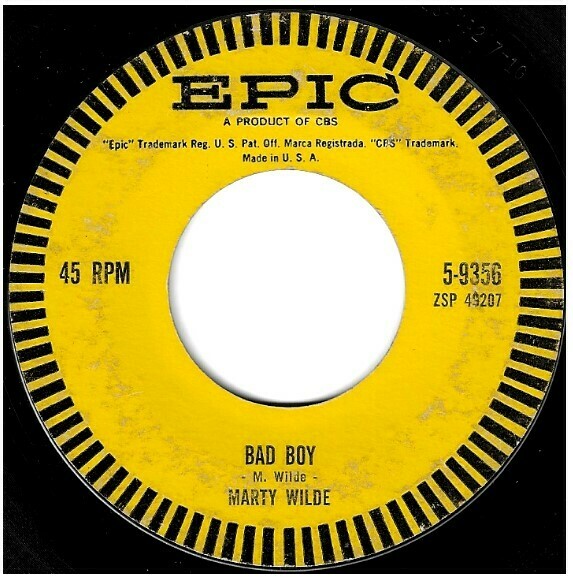 Wilde, Marty / Bad Boy | Epic 5-9356 | Single, 7" Vinyl | January 1960