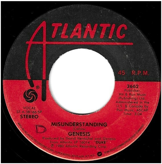 Genesis / Misunderstanding | Atlantic 3662 | Single, 7" Vinyl | May 1980