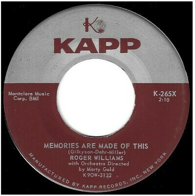 Williams, Roger / Memories Are Made of This | Kapp K-265X | Single, 7" Vinyl | March 1959