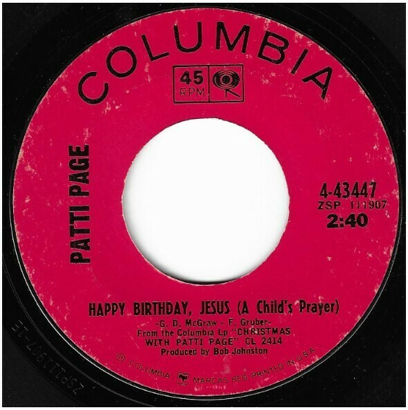 Page, Patti / Happy Birthday, Jesus | Columbia 4-43447 | Single, 7&quot; Vinyl | November 1965