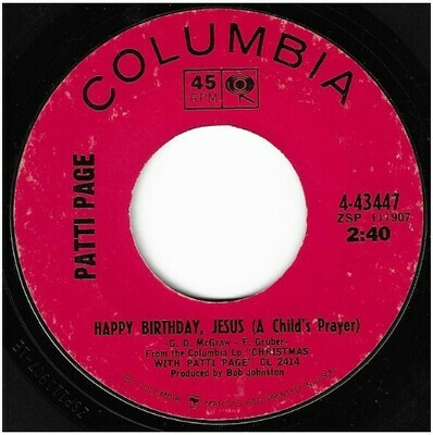 Page, Patti / Happy Birthday, Jesus | Columbia 4-43447 | Single, 7&quot; Vinyl | November 1965