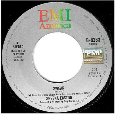 Easton, Sheena / Swear | EMI America B-8263 | Single, 7&quot; Vinyl | March 1985