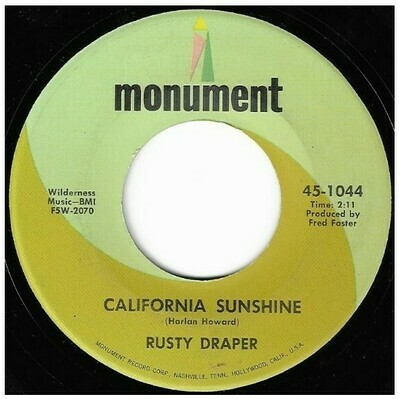Draper, Rusty / California Sunshine | Monument 45-1044 | Single, 7&quot; Vinyl | January 1968