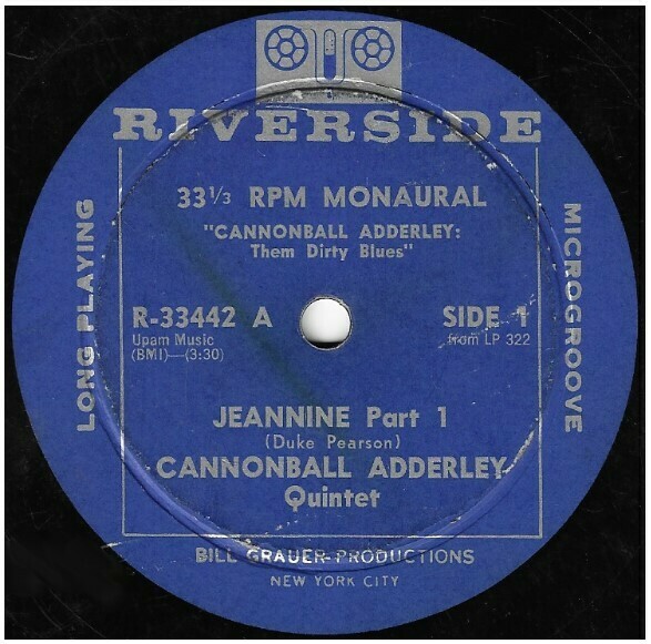Adderley, Cannonball (Quintet) / Jeannine | Riverside R-33442 | Single, 7&quot; Vinyl | 1960